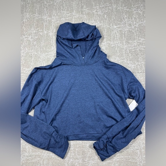 Athleta Other - Athleta Girls Downtime Hoodie Crop Soft Hood Nora Heather Blue NWT Sz XL